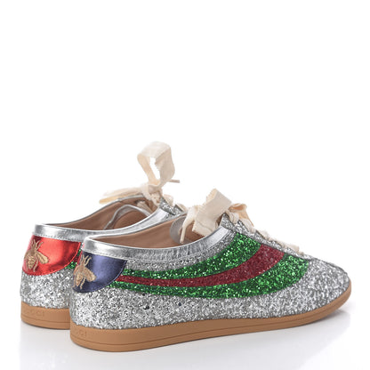 Gucci Glitter Fabric Web Mens Falacer Sneakers 7 Silver 4 of 9