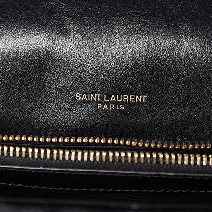 Saint Laurent Velvet Matelasse Chevron Medium College Monogram Bag Black 6 of 16