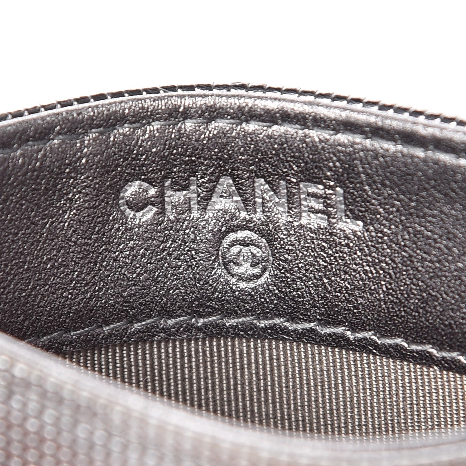 Chanel Metallic Calfskin Pixel Effect Card Holder Dark Silver 5 of 8