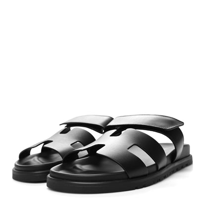 Hermes Calfskin Womens Chypre Sandals 39.5 Black 3 of 9