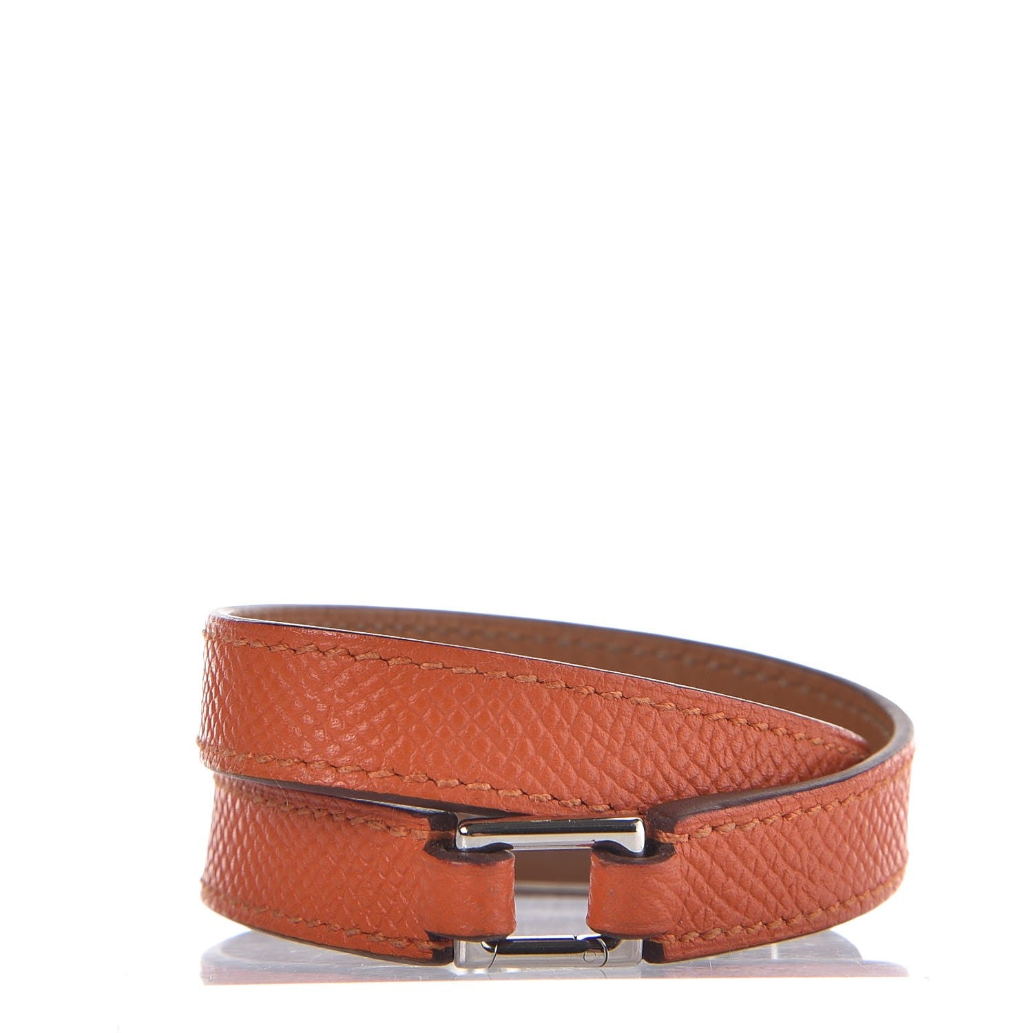 Hermes Epsom Rivale Double Tour Bracelet M Orange 3 of 5