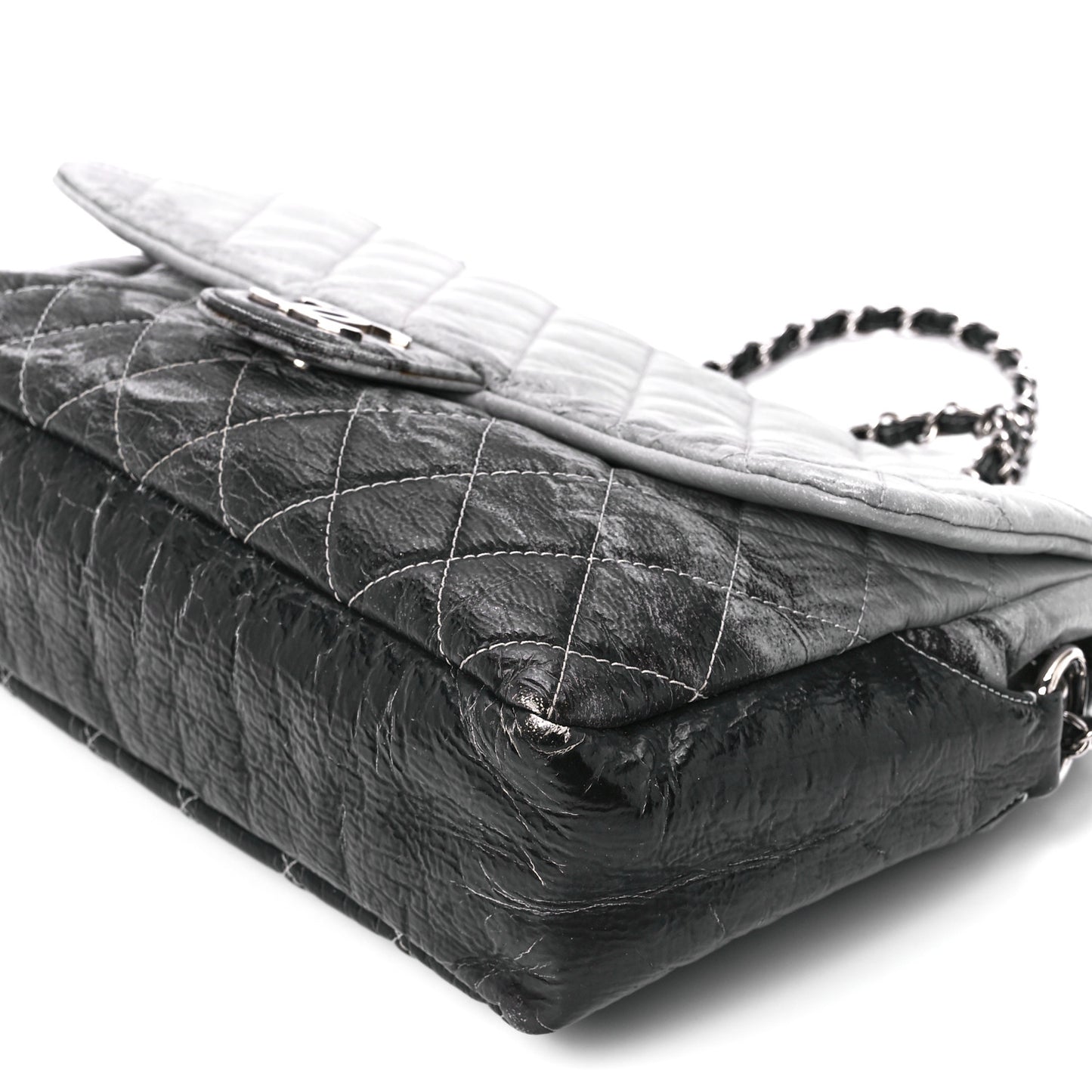 Vinyl Quilted Jumbo Melrose Degrade Flap Black