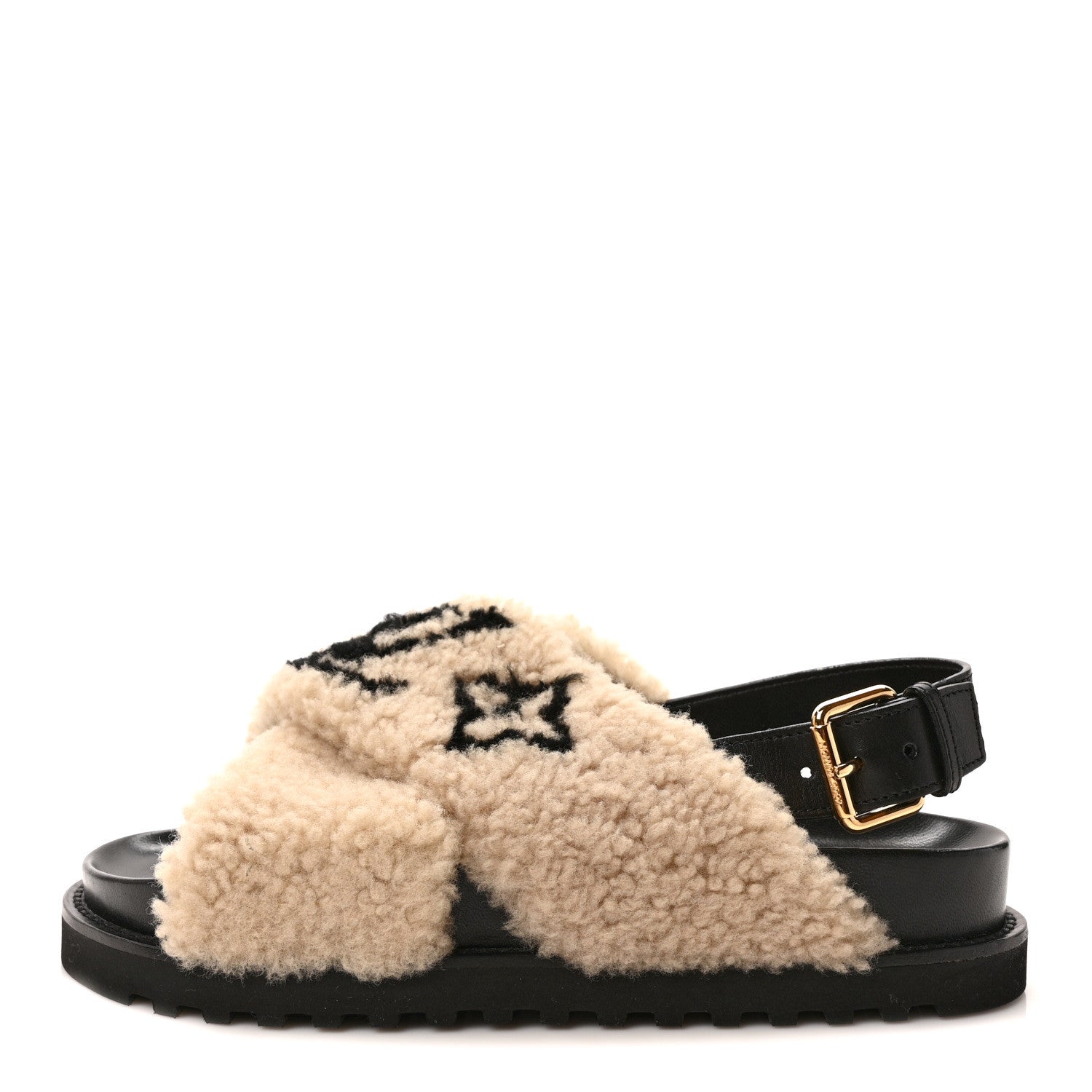 Louis Vuitton Shearling Calfskin Paseo Flat Comfort Sandal 39 Beige 1 of 7