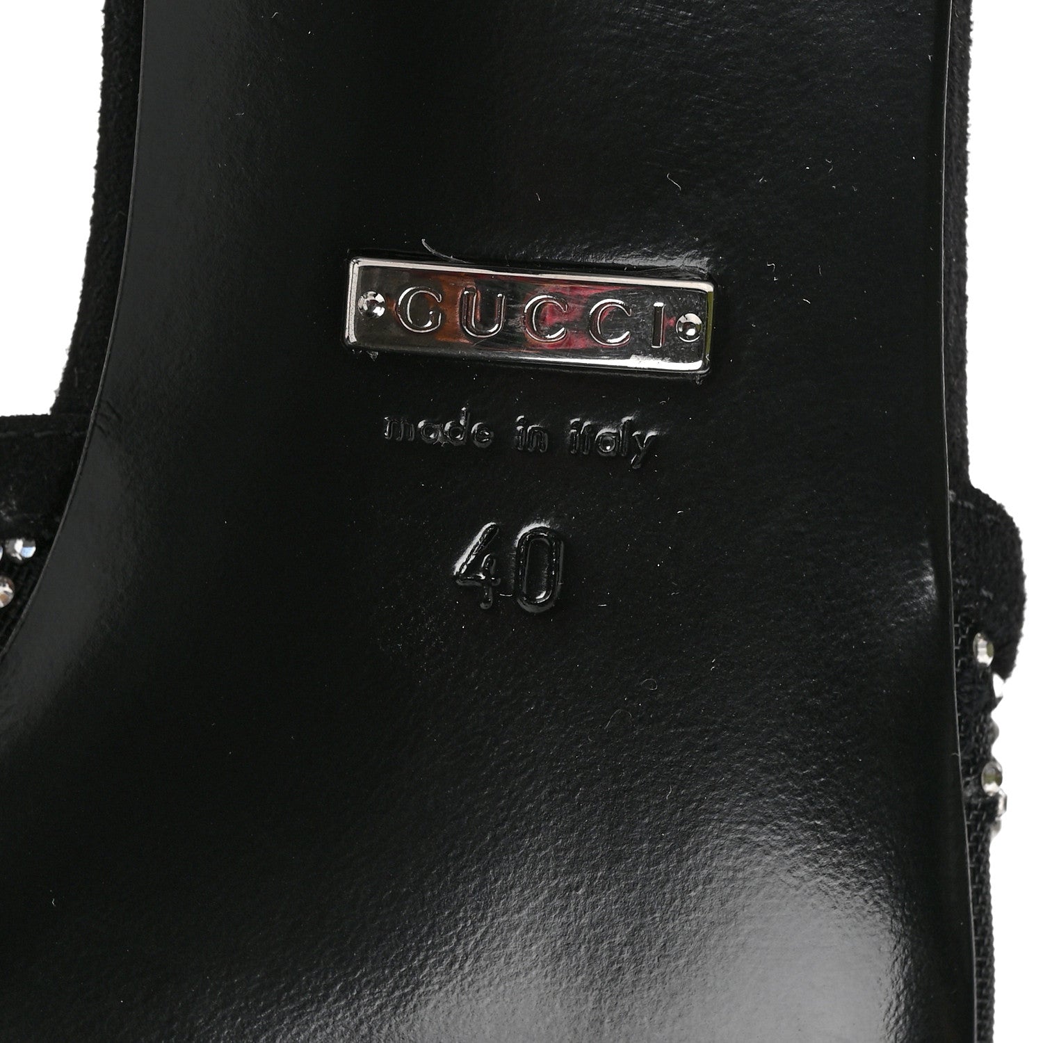 Gucci Tela Retino Kid Scamosciato Crystal GG Monogram Square G 35mm Slingback Pumps 40 Black 6 of 7