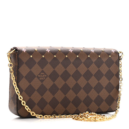 Louis Vuitton Damier Ebene Studded Pochette Felicie Chain Wallet 4 of 11