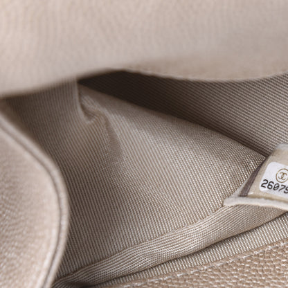 Chanel Metallic Caviar Chevron Quilted Medium Boy Flap Light Beige 7 of 9