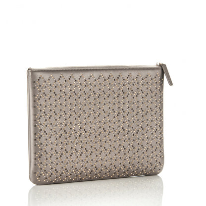 Chanel Metallic Lambskin Studded Cosmetic Case Grey 3 of 6