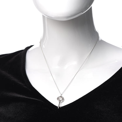 Tiffany 18K White Gold Diamond Atlas Pierced Key Pendant Necklace 2 of 6