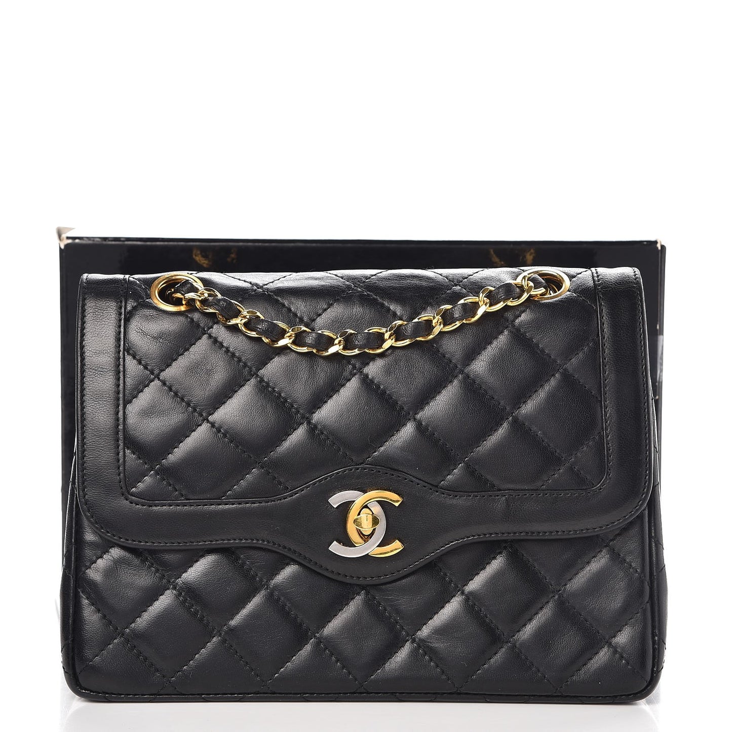 Lambskin Quilted Small Double Flap Black