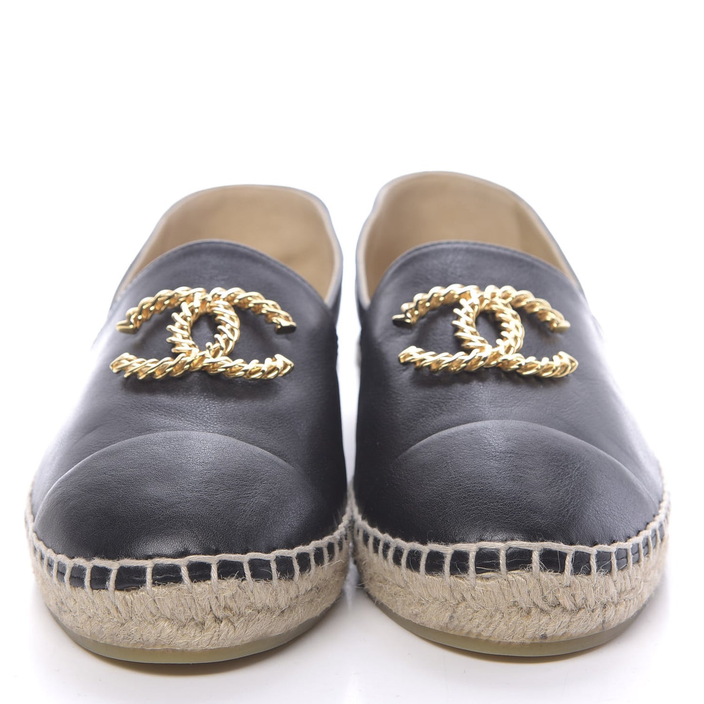 Calfskin Chain CC Espadrilles 39 Black
