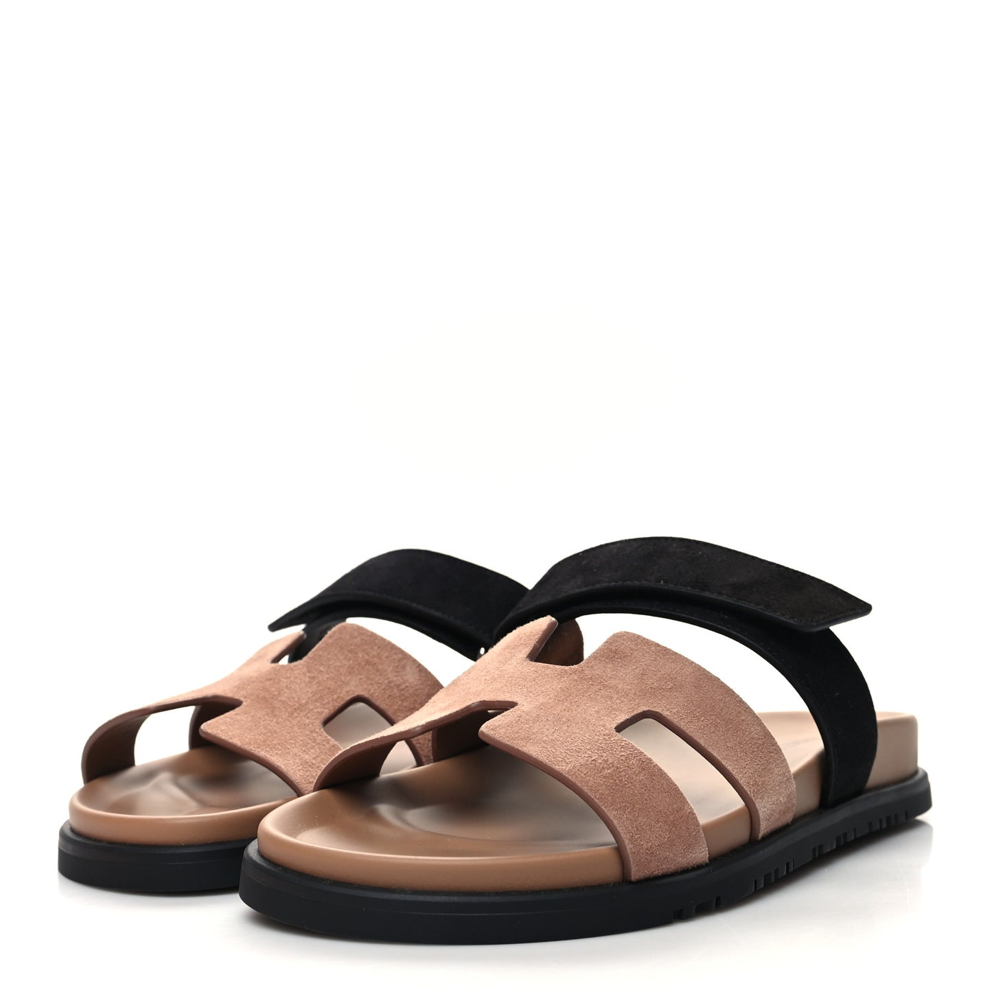 Suede Goatskin Womens Chypre Sandals 38.5 Rose Perle Black