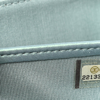 Chanel Metallic Patent Calfskin Quilted Boy L-Gusset Zip Wallet Light Blue 7 of 7