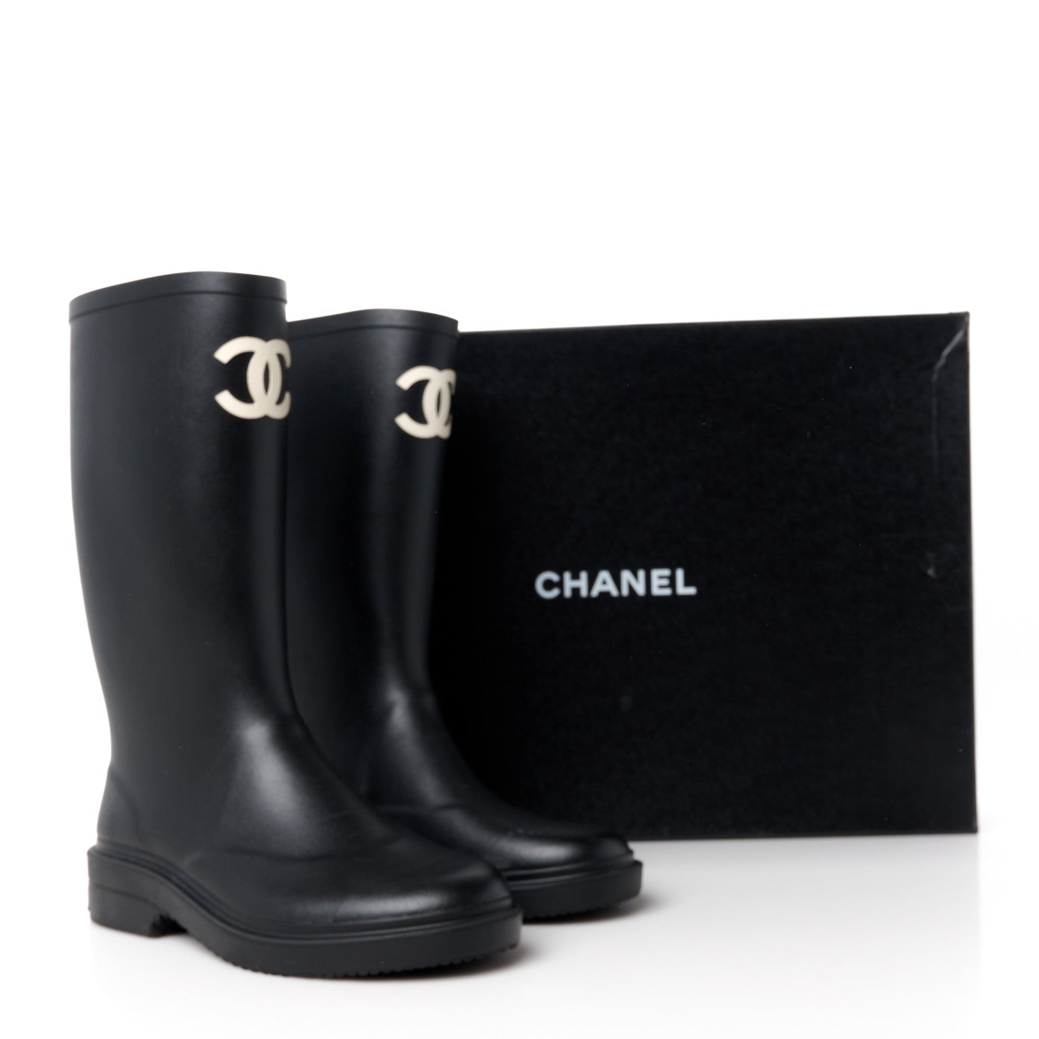 Chanel Caoutchouk CC High Boots 38 Black 11 of 11