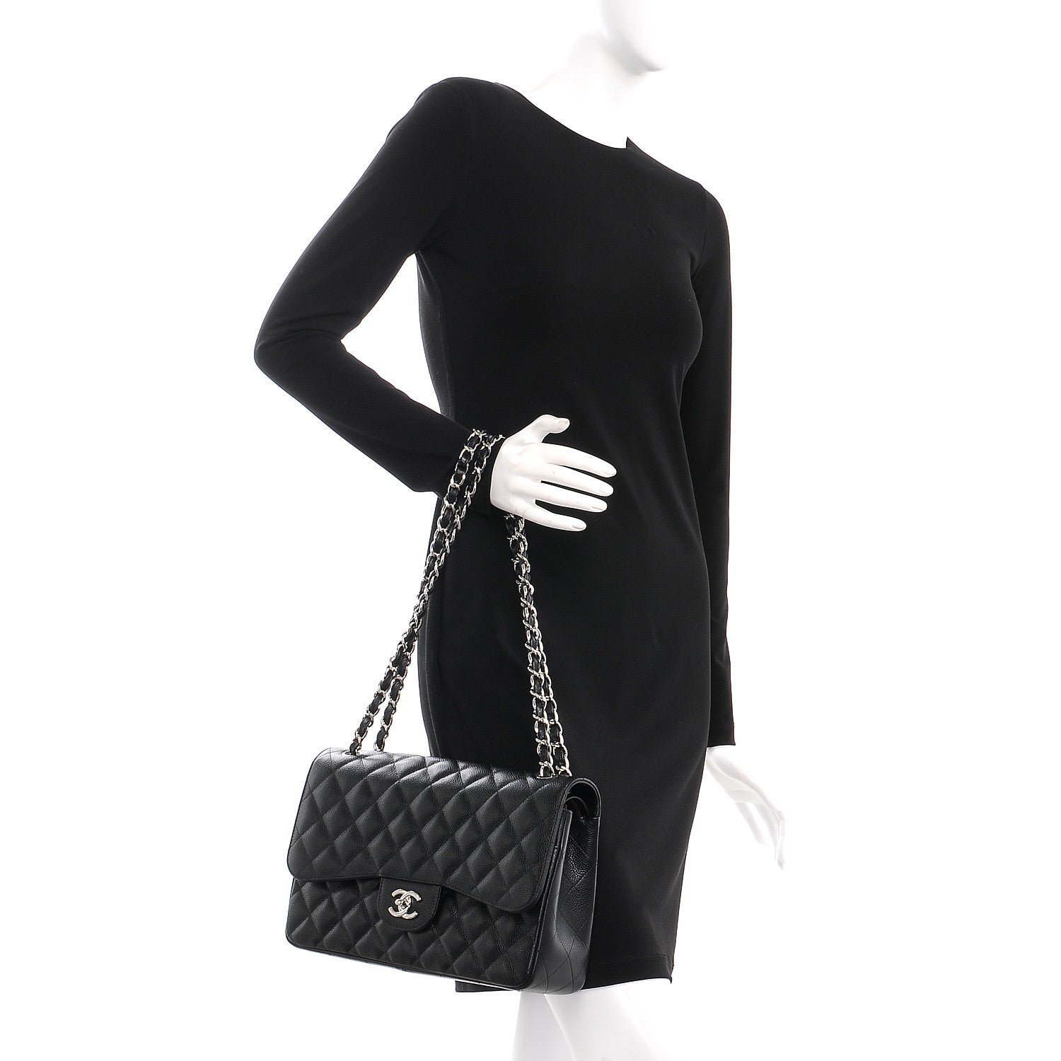 Chanel Caviar Quilted Jumbo Double Flap Black 3 of 9