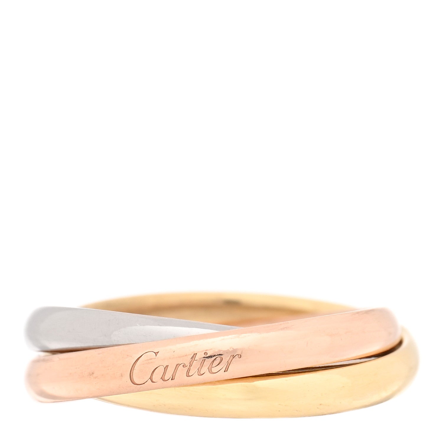 Cartier 18K Pink Yellow White Gold Small Trinity Ring 51 5.75 1 of 5