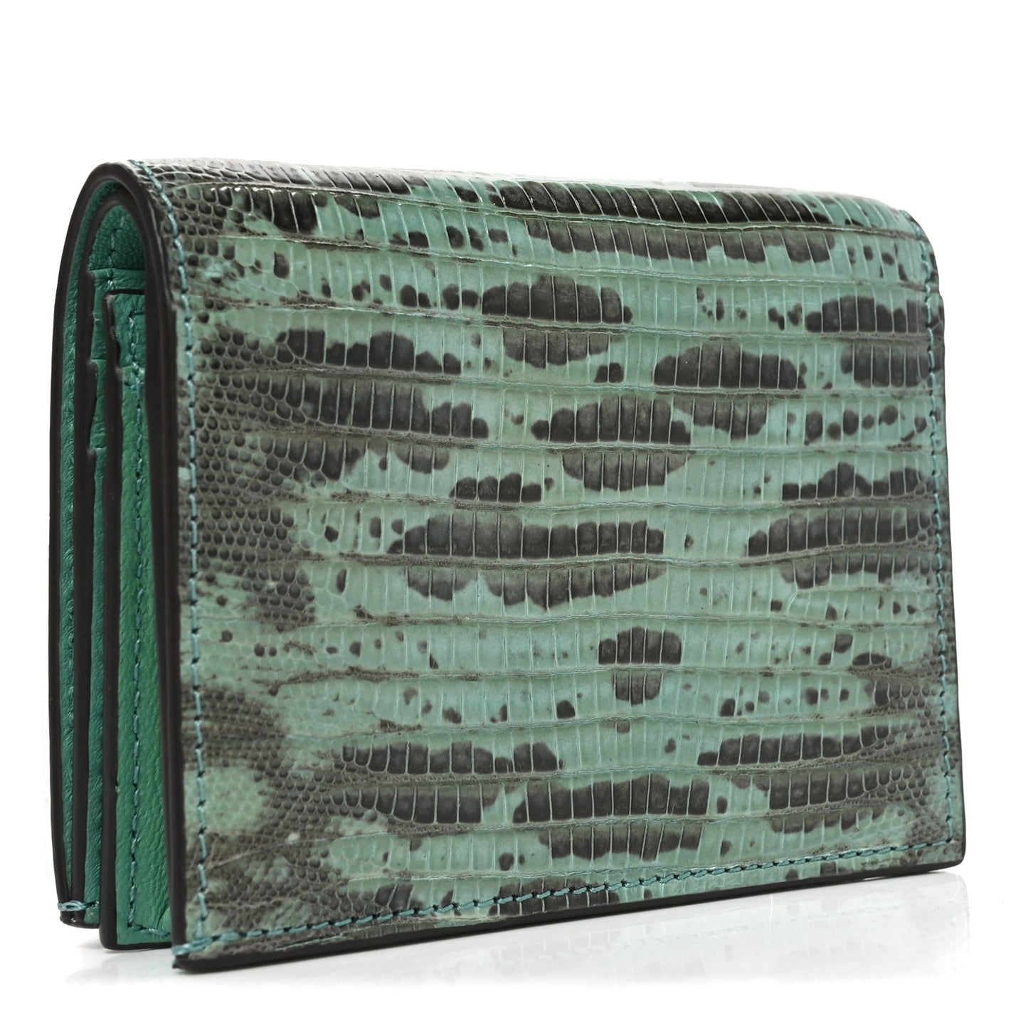 Lizard Embossed Vlogo Bi-Fold  Green