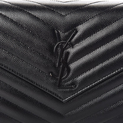 Saint Laurent Grain De Poudre Matelasse Chevron Monogram Chain Wallet Black 9 of 9