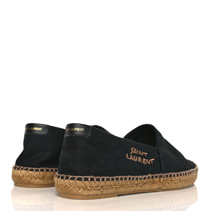 Saint Laurent Canvas Nappa Elba Light Logo Embroidered Espadrilles 43 Black 4 of 6