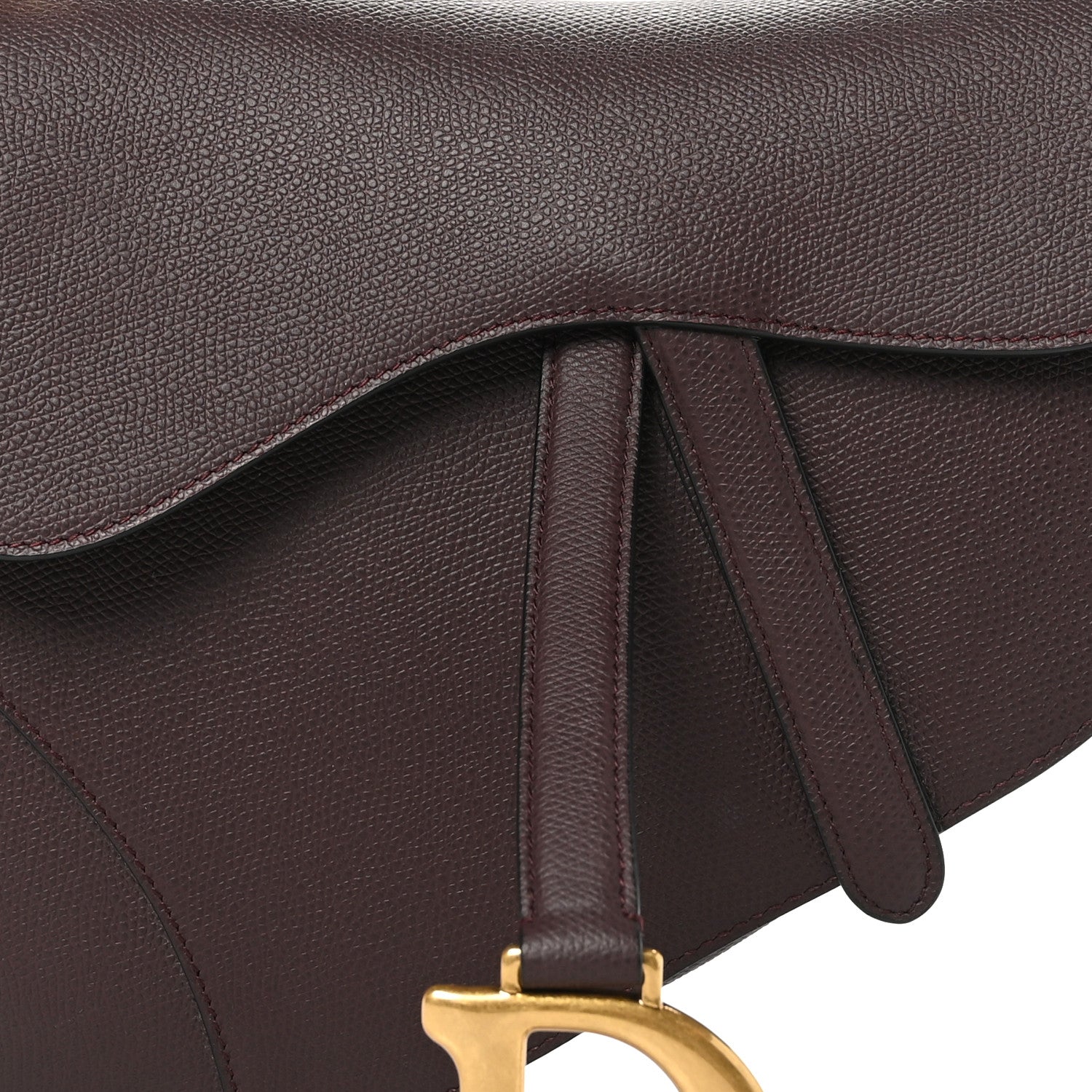 Christian Dior Grained Calfskin Saddle Bag  Burgundy 8 of 10