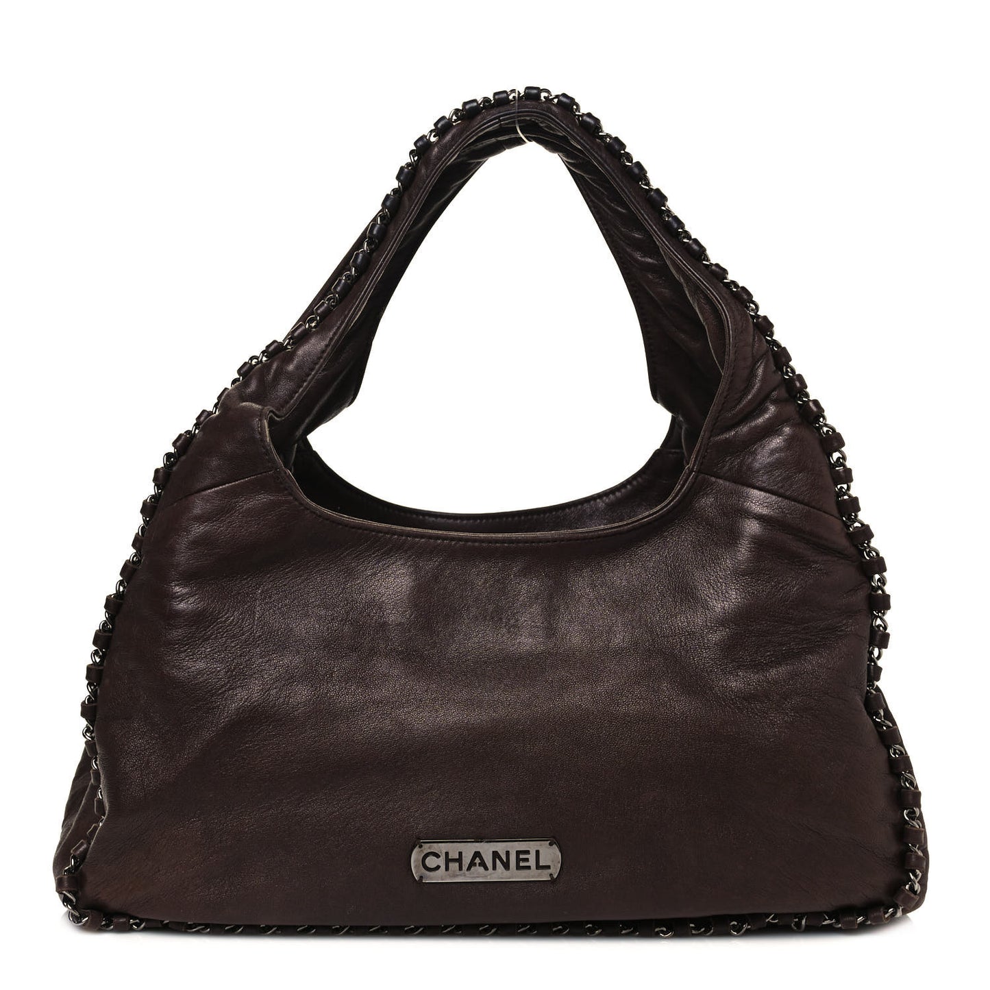 Lambskin Chain Hobo Brown