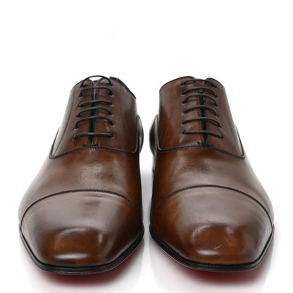 Christian Louboutin Calfskin Mens Greggo Flat Oxfords 44 Brown 2 of 8