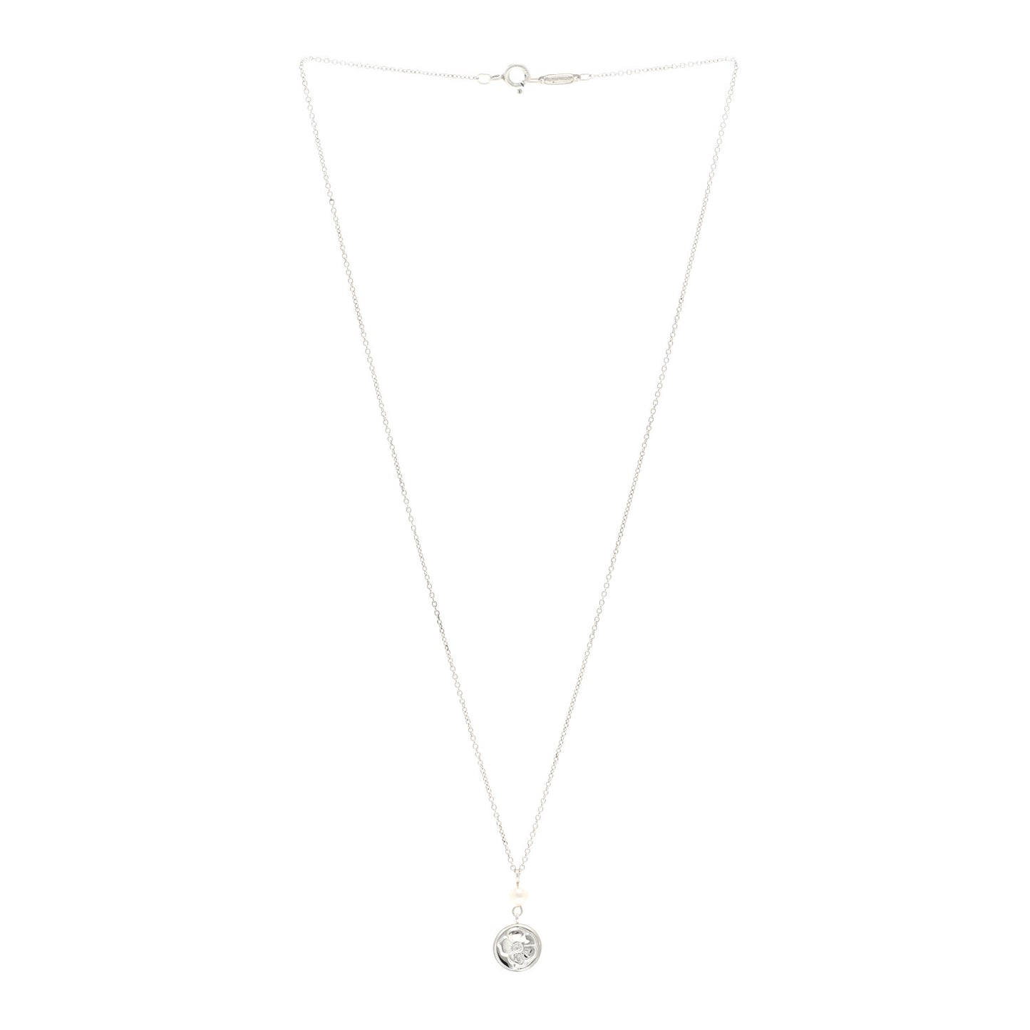 Sterling Silver Pearl Nature Rose Pendant Necklace