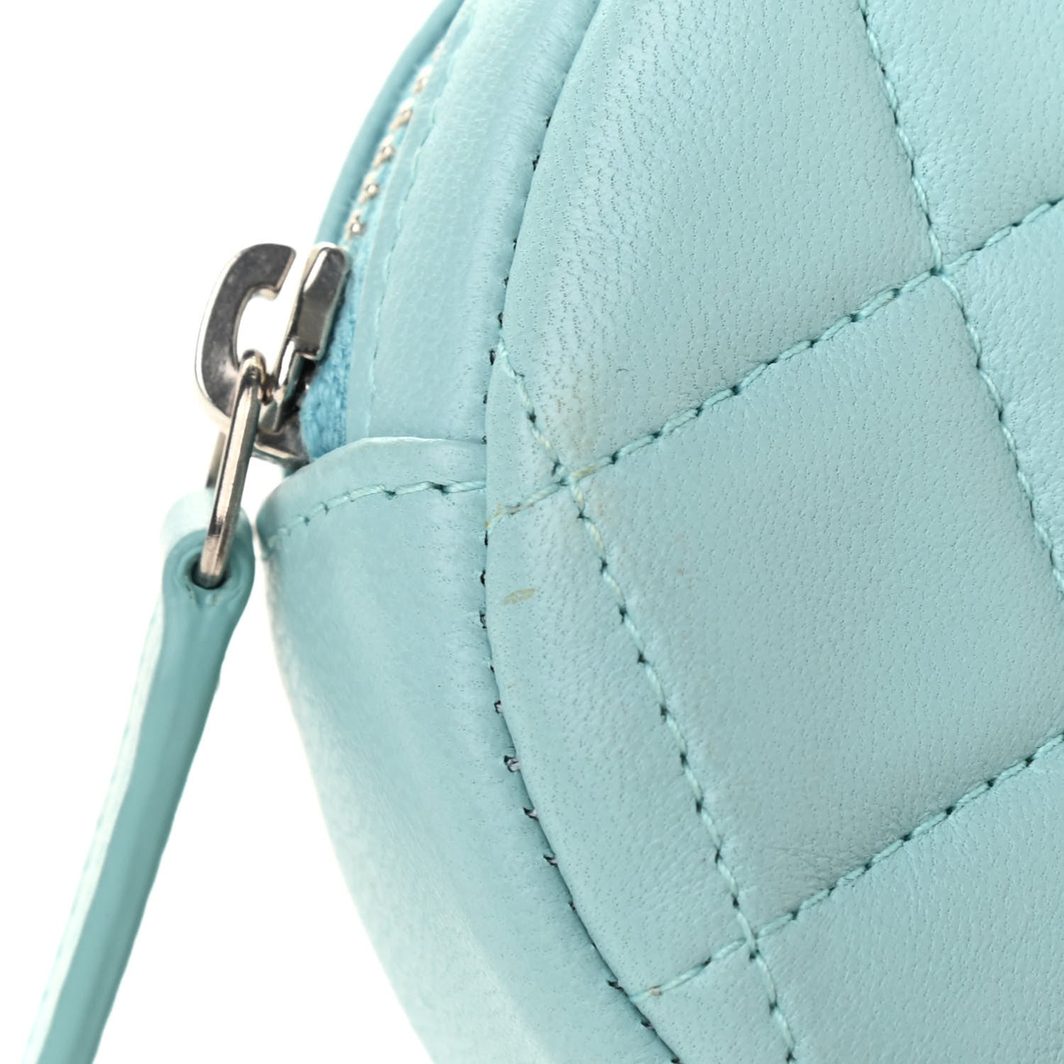 Chanel Lambskin Quilted Zip Around Classic Coin Purse Light Blue 8 of 9