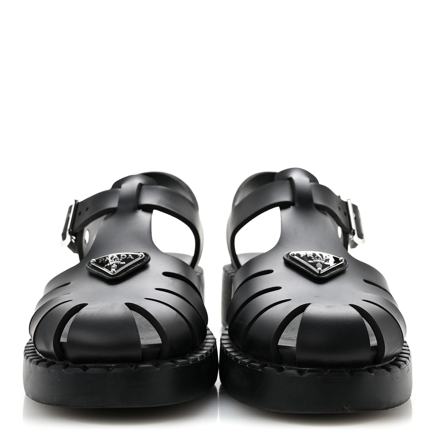 Foam Rubber Metal Triangle Logo 50mm Cage Sandals 39 Black