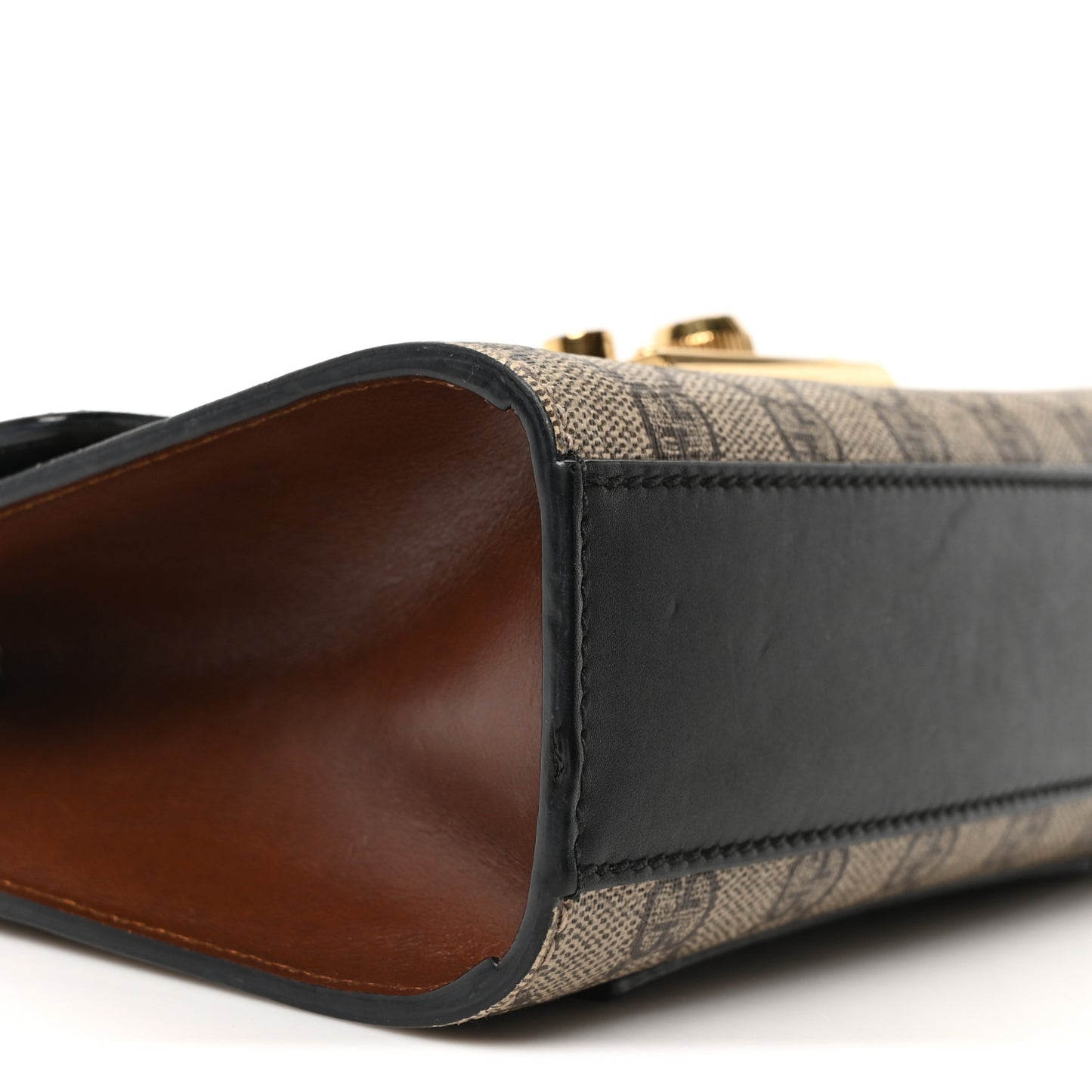 GG Supreme Monogram Calfskin Small Padlock Shoulder Bag Beige Black Cuir