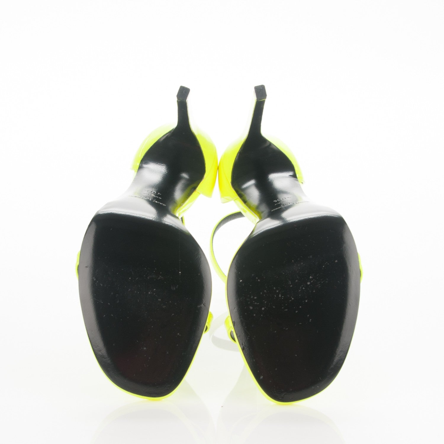 Saint Laurent Patent Calfskin Jane 105 Ankle Strap Sandals 40.5 Yellow Fluo 5 of 6