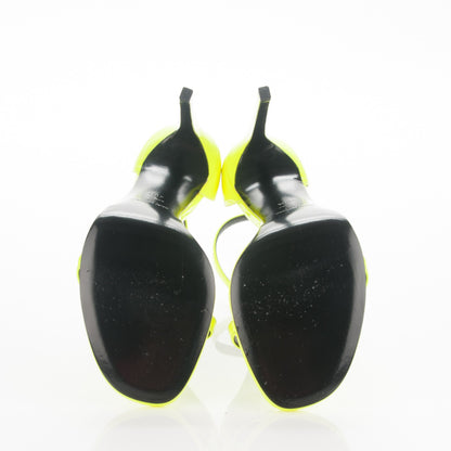 Saint Laurent Patent Calfskin Jane 105 Ankle Strap Sandals 40.5 Yellow Fluo 5 of 6