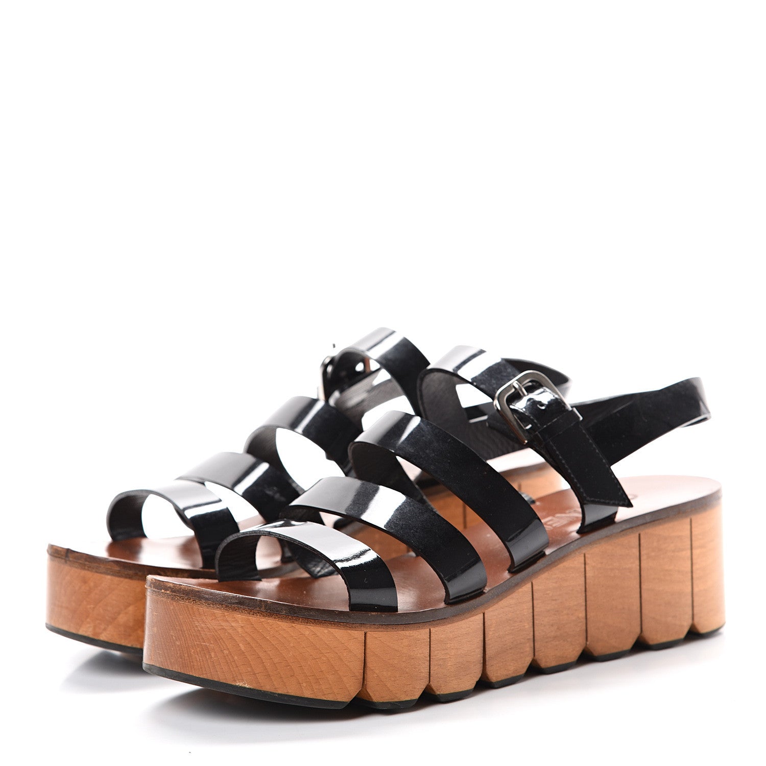 Chanel Iridescent Patent Calfskin CC Platform Sandal 37 Black 3 of 13