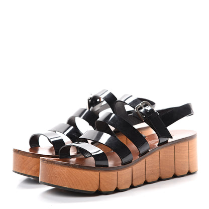 Chanel Iridescent Patent Calfskin CC Platform Sandal 37 Black 3 of 13