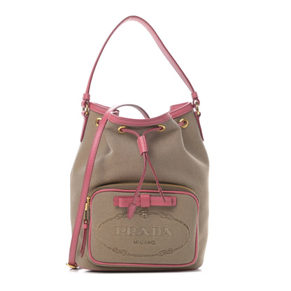 Prada Jacquard Logo Mini Bucket Crossbody Bag Corda Peonia 1 of 11