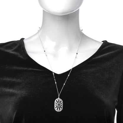 Tiffany Sterling Silver Black Onyx Pearl Ziegfeld Daisy Pendant Necklace 4 of 5