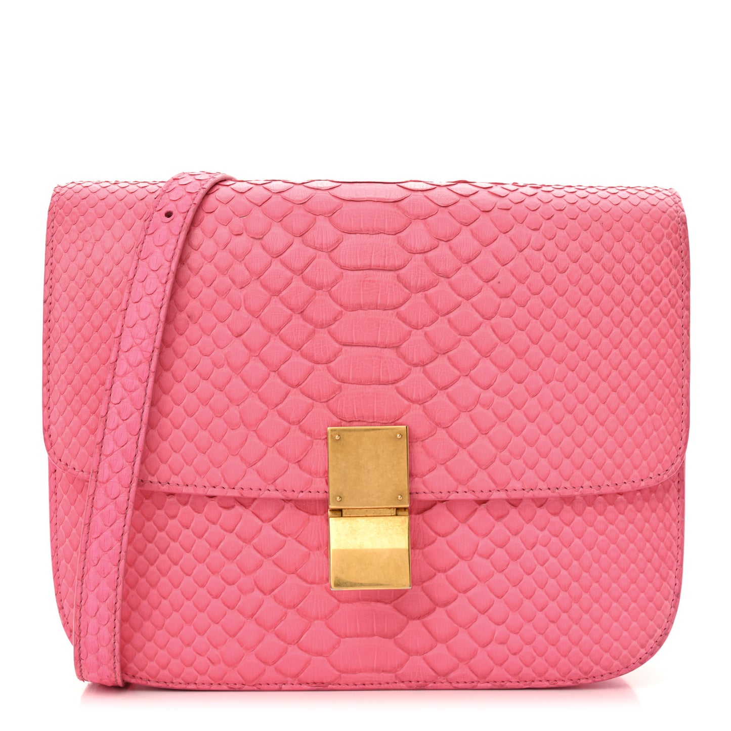 Snakeskin Medium Classic Box Flap Pink