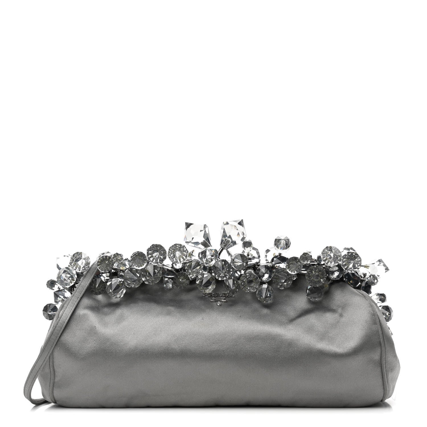 Prada Satin Crystal Clutch Grafite 1 of 13