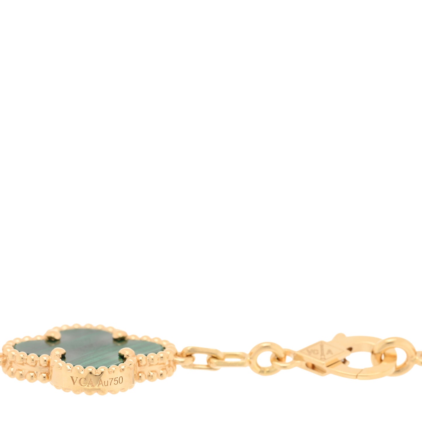 18K Yellow Gold Malachite 5 Motifs Vintage Alhambra Bracelet