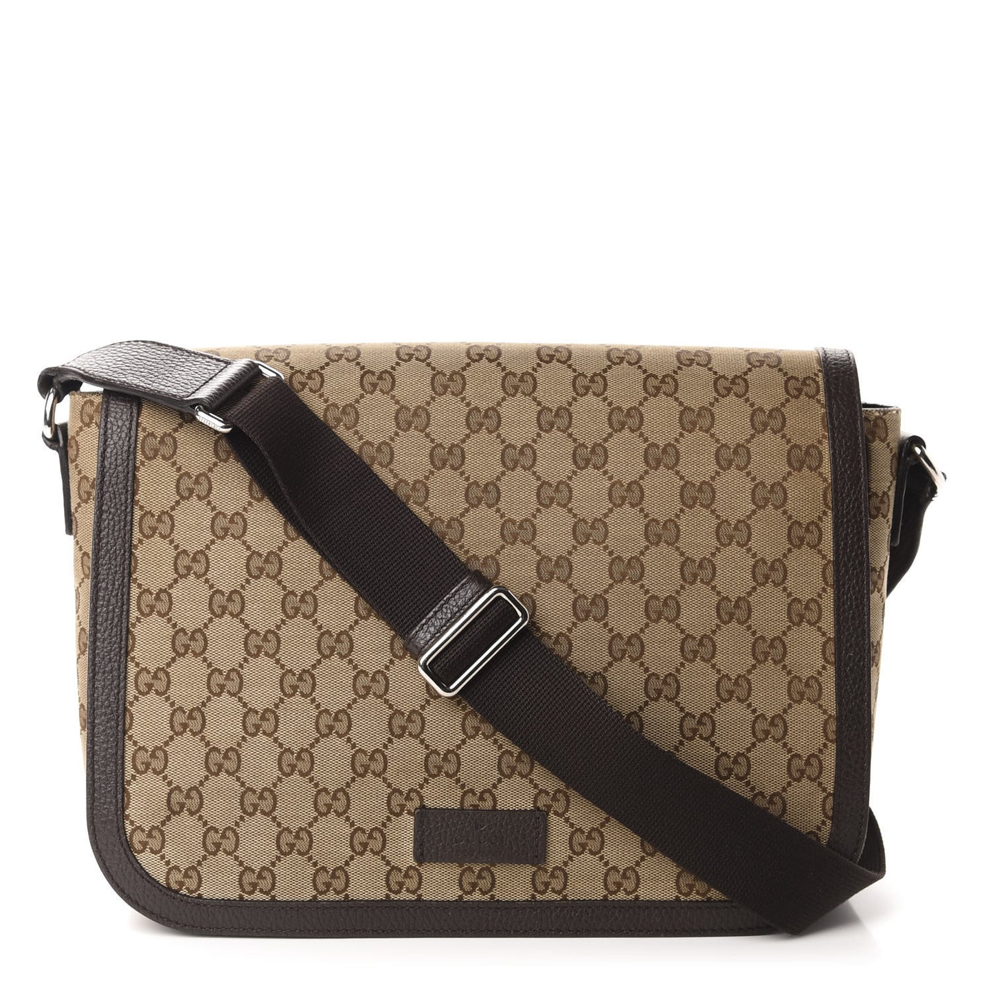 Monogram Large Flap Messenger Bag Beige Dark Brown