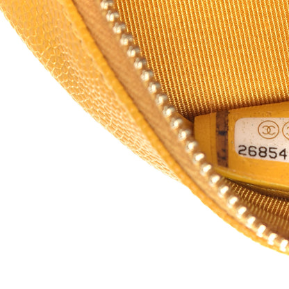 Chanel Caviar Quilted Round Clutch With Chain Yellow 7 of 10