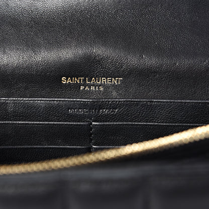 Saint Laurent Lambskin Matelasse Monogram Vicky Chain Wallet Black 5 of 11