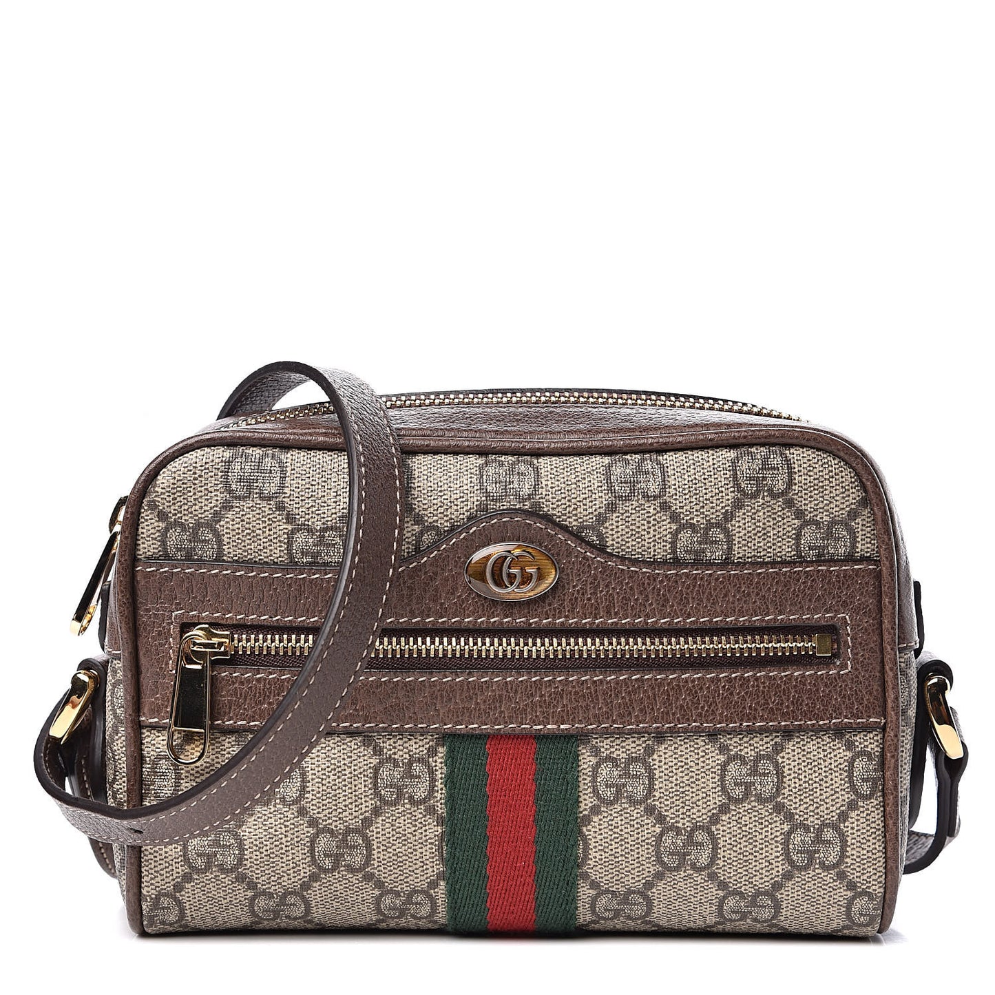 GG Supreme Monogram Web Mini Ophidia Shoulder Bag Brown