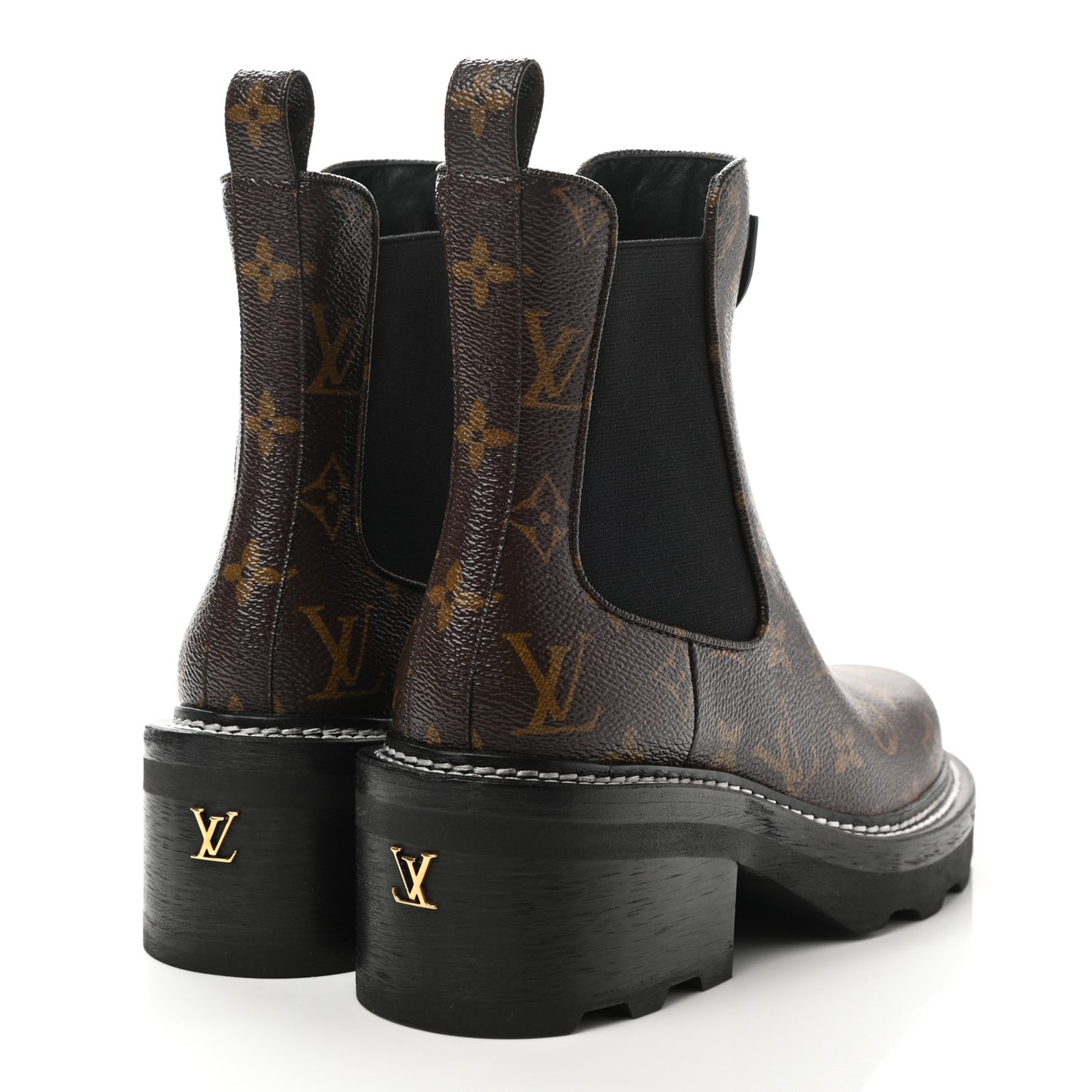 Patent Monogram LV Beaubourg Ankle Boots 37.5 Black