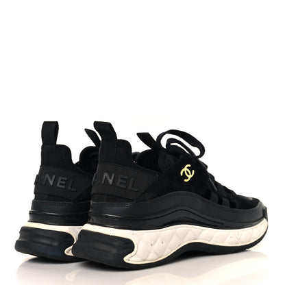 Chanel Velvet Calfskin Mixed Fibers CC Sneakers 35 Black 5 of 9