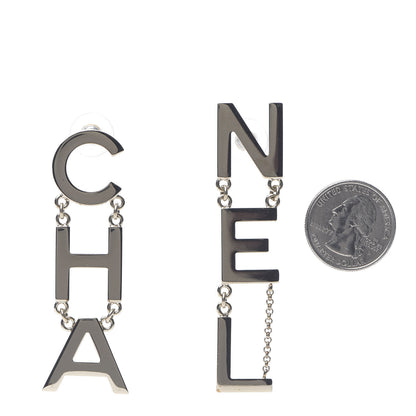 Chanel Metal Cha-Nel Logo Drop Earrings Gold 2 of 7