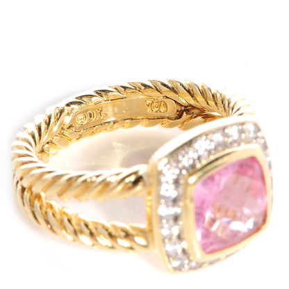 David Yurman 18K Yellow Gold Diamond Pink Tourmaline 7mm Petite Albion Ring 47 4 3 of 6