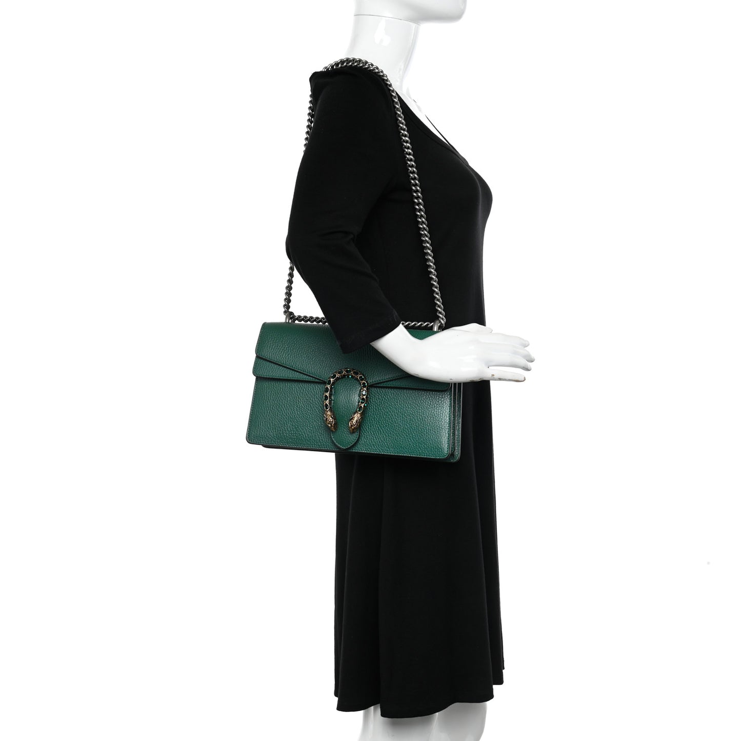 Pebbled Calfskin Small Dionysus Shoulder Bag Emerald