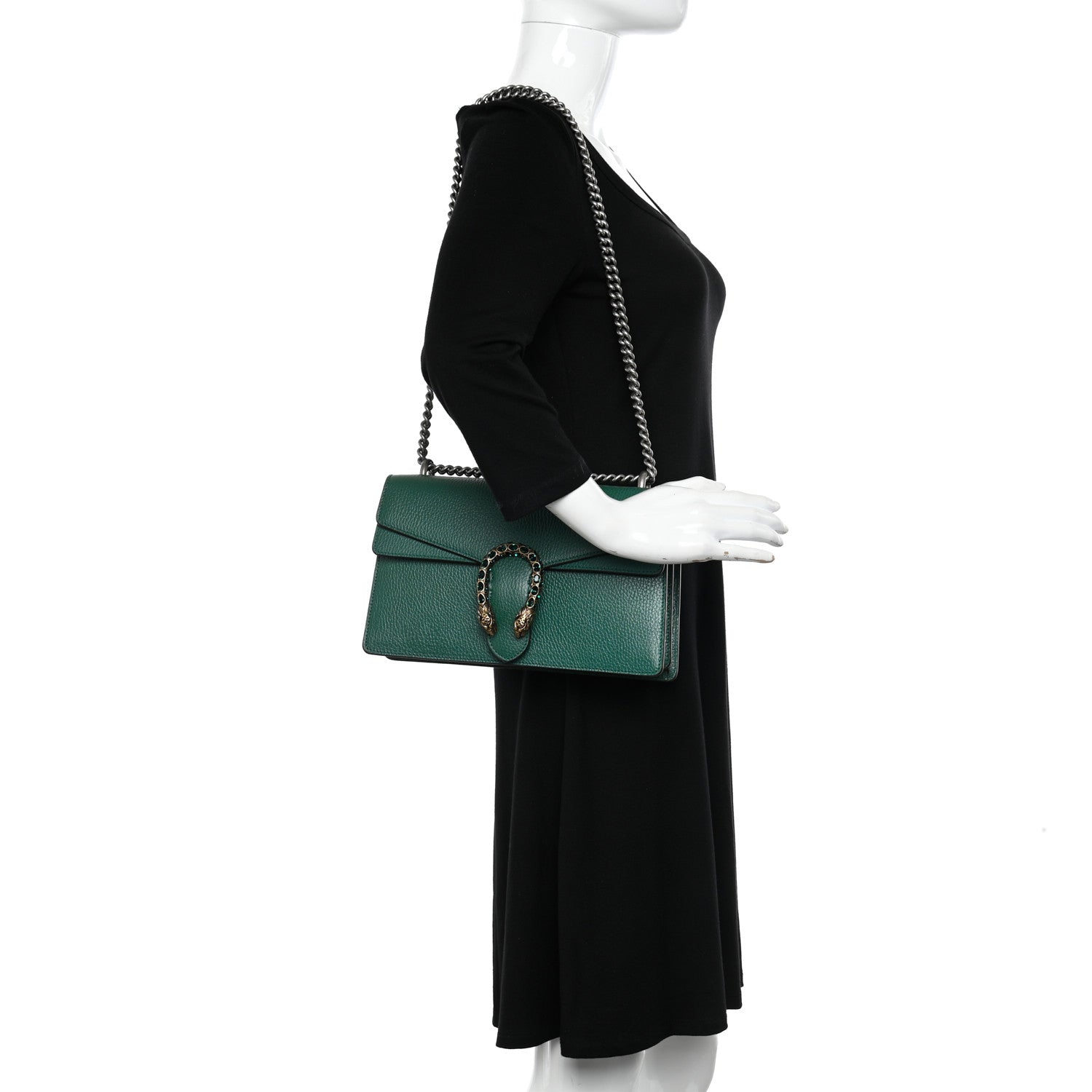 Gucci Pebbled Calfskin Small Dionysus Shoulder Bag Emerald 2 of 10