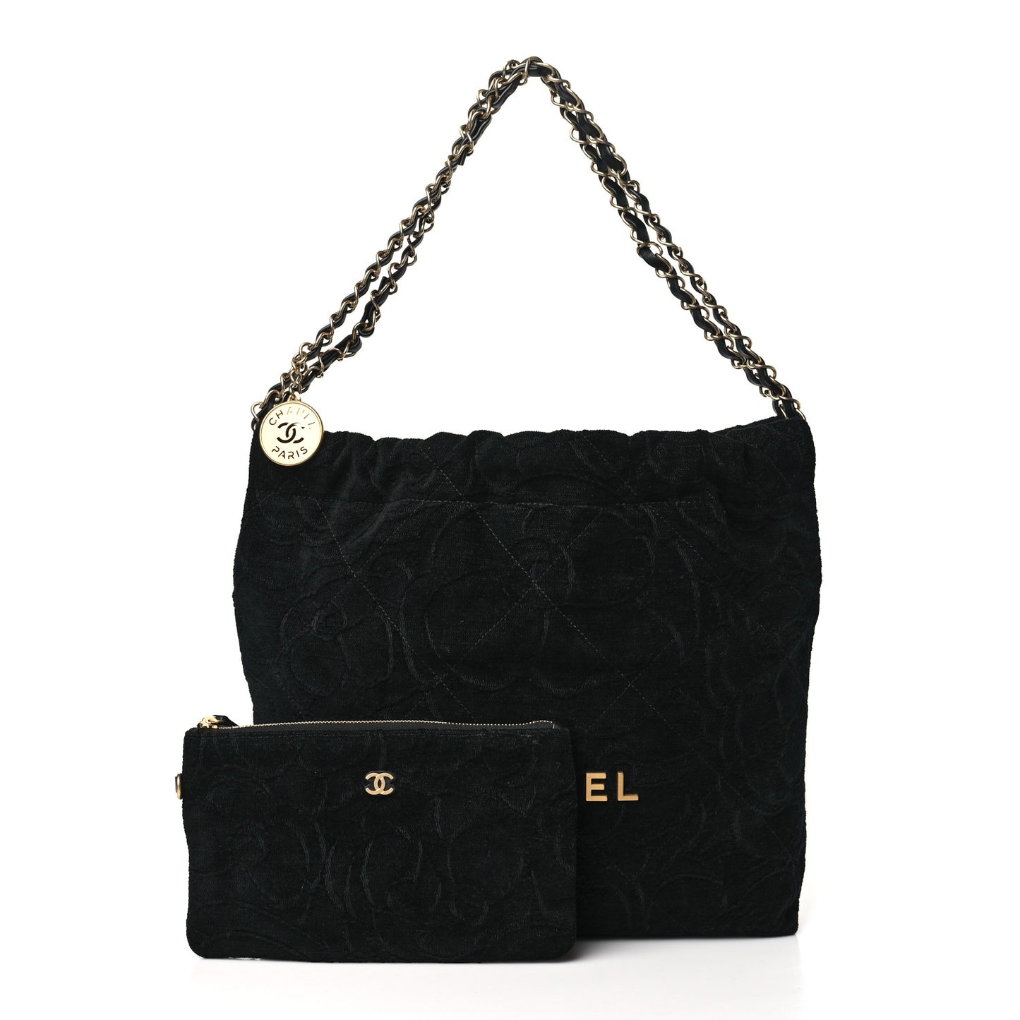Velvet Camellia Small Chanel 22 Black