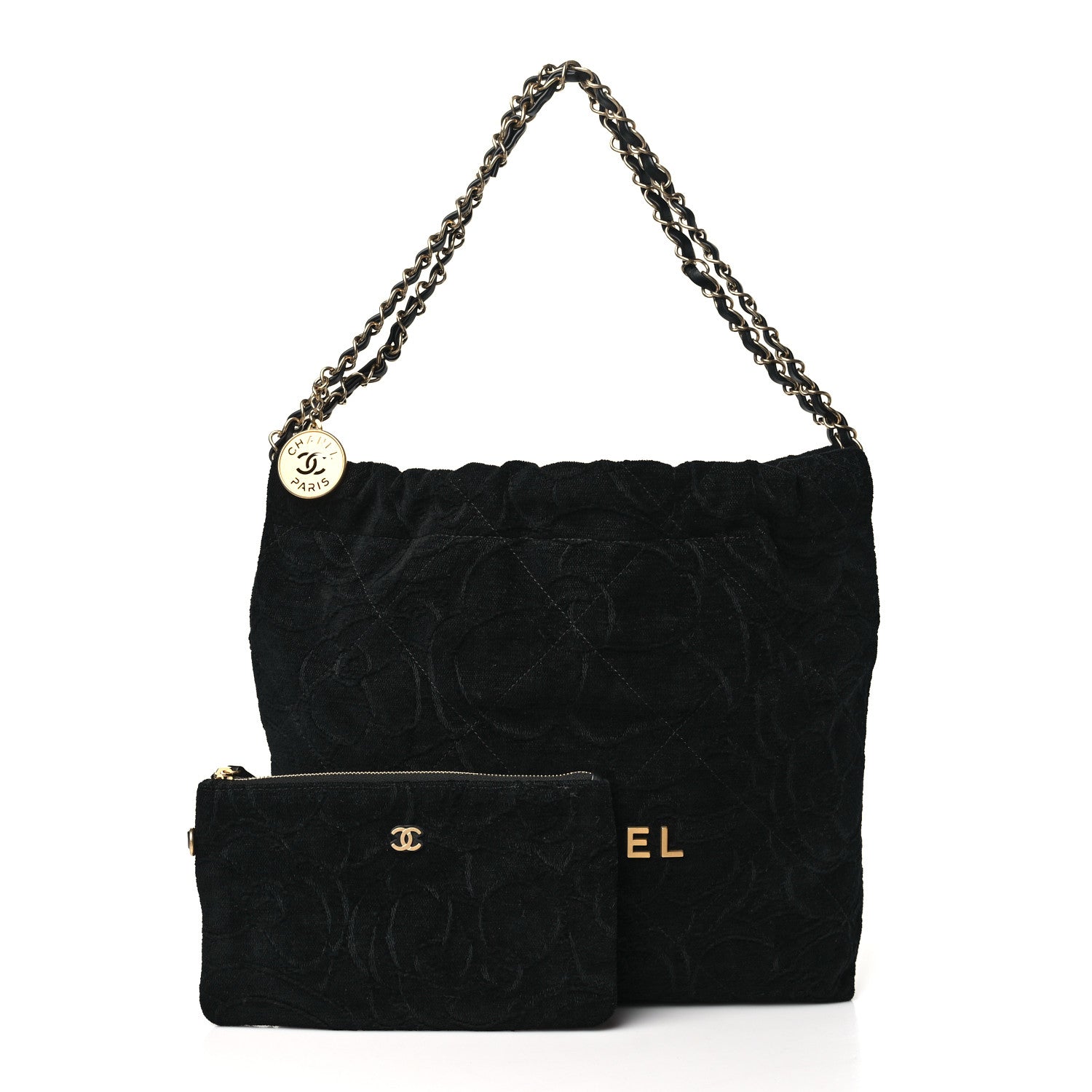 Chanel Velvet Camellia Small Chanel 22 Black 3 of 10